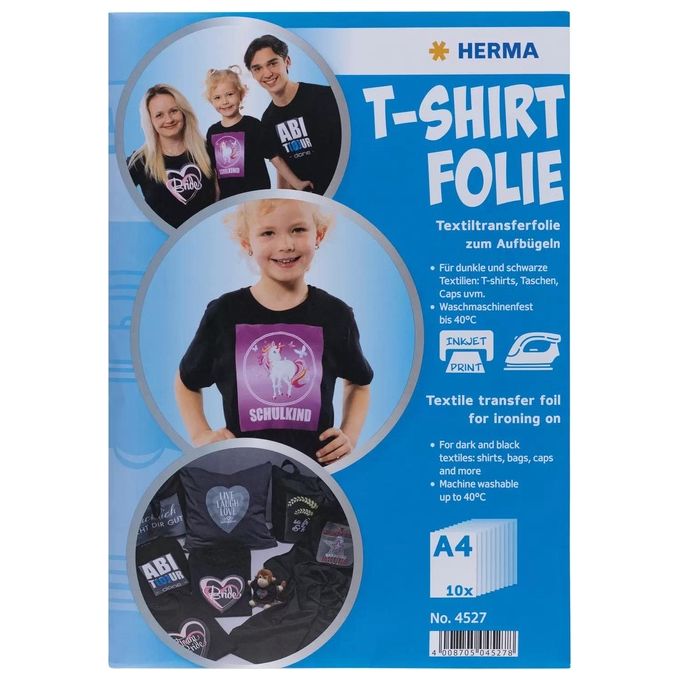 Herma T-Shirt Foil A4 Dark e Black Textiles 20 Fogli