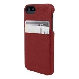 Hex Solo custodia a guscio in pelle, vano carta credito per iPhone 5 e 5s Red