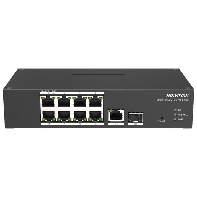 Hikvision Digital Technology 8 Port Fast Ethernet Smart Harsh Poe Switch 8 10/100m Poe Ports 1 Gigabit Rj45