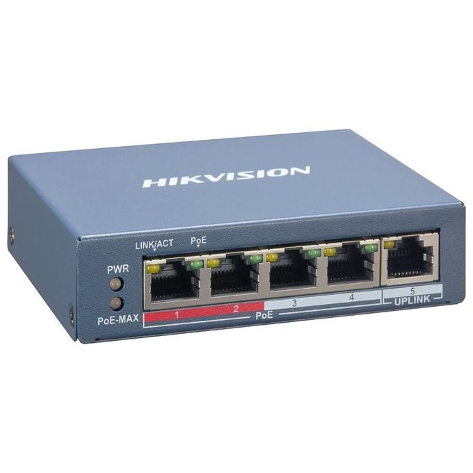 Hikvision Digital Technology DS-3E1105P-EI Switch di Rete Fast Ethernet 10/100 Supporto Power Over Ethernet Blu