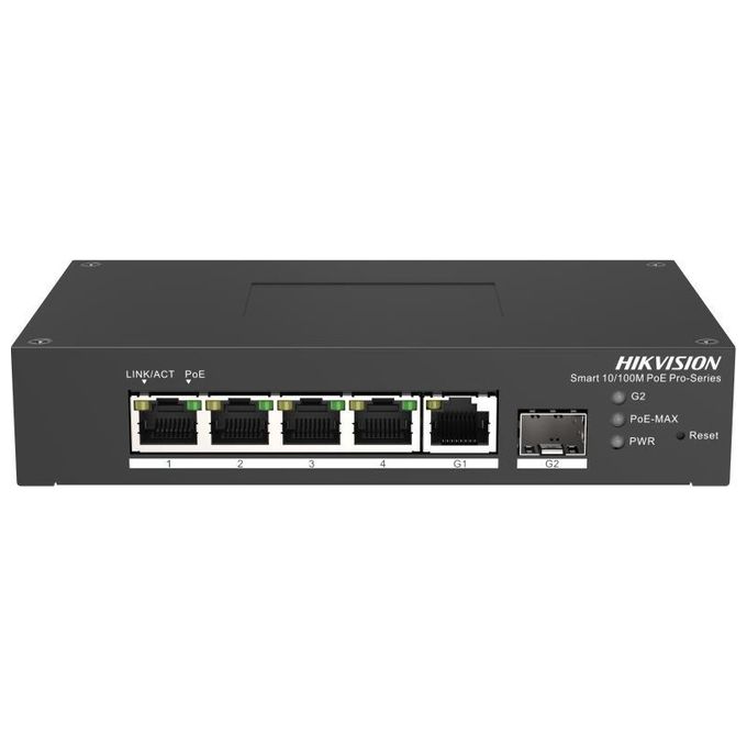 Image of Hikvision Digital Technology Switch 4 Port Fast Ethernet Smart Harsh Poe Switch 4 10-100m Poe Ports 1 Gigabit Rj45