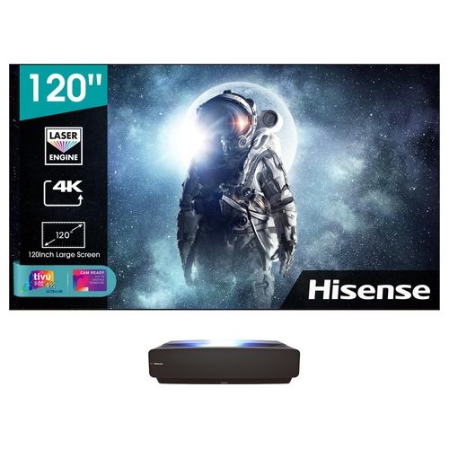 Hisense 120'' Laser TV 4K 2021 120L5F-A12 Schermo anti-riflesso ALR e installazione inclusi 2700 lumen HDR10 Smart TV VIDAA 4.0 Dolby Atmos Alexa Integrata DVB-T2/S2 HEVC 10 tivùsat 4K