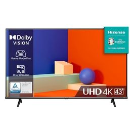 Hisense 43" UHD 4K 2023 43E63KT, Smart TV VIDAA U6, Dolby Vision, HDR 10+, Game Mode Plus, Alexa Built-in, Tuner DVB-T2/S2 HEVC 10, lativù 4K