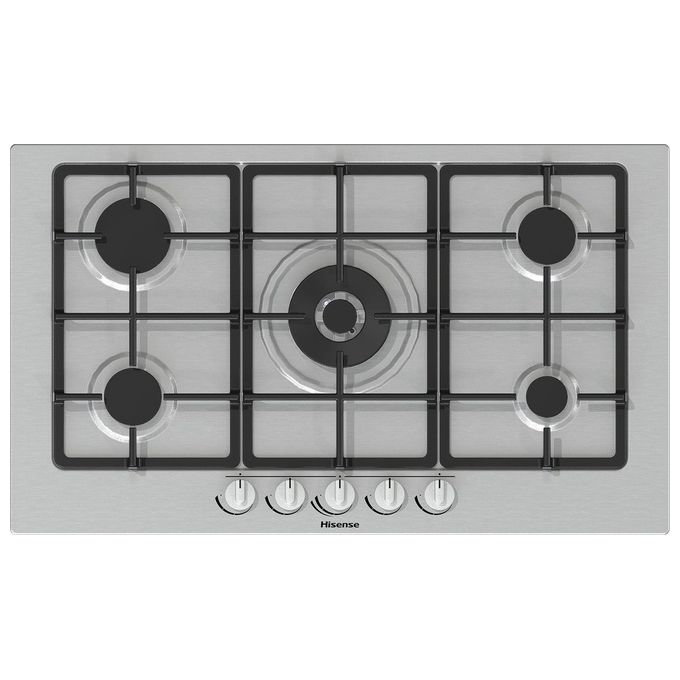 Hisense GM773XF Piano Cottura a Gas 5 Zone 70 cm Bruciatore WOK Inox