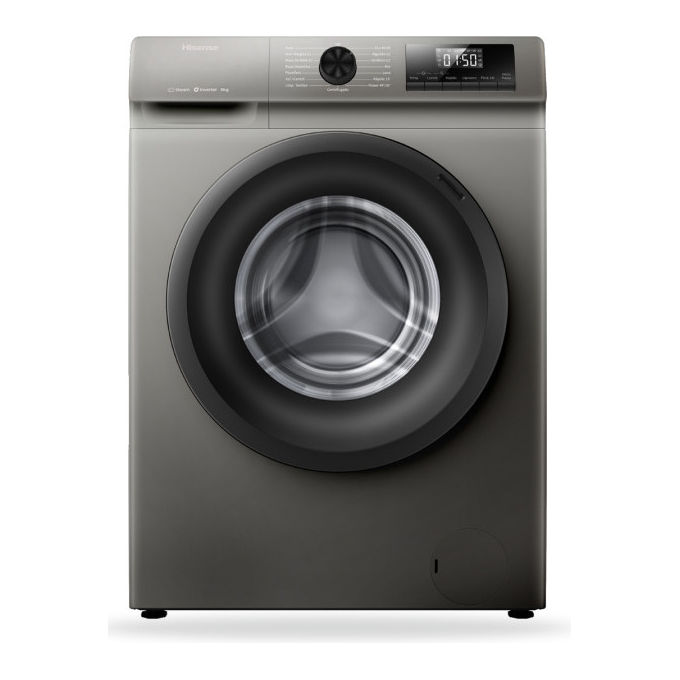 Hisense WF1Q8041BT Lavatrice a Carica Frontale 8 Kg 1400 rpm Classe energetica A-20% 15 Programmi Vapore Display LED Programma Rapido Partenza Ritardata Child Lock Titanium Metallic