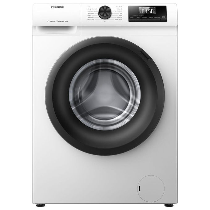 Hisense WF1Q8041BW Lavatrice Carica Frontale 8 Kg 1400 rpm Classe A Inverter Vapore Aquastop (85x60x51 cm) colore Bianco