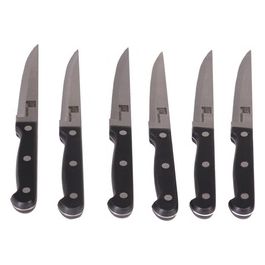 6 Coltelli da carne e bistecca Meat Acciaio Plastica Nero