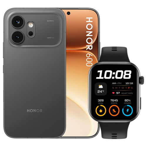 600 smartphone 5G HOR6005G82565+W 6.57" AMOLED 120Hz Snapdragon 7 Gen 4 8 GB RAM 256 GB 200 MP batteria 6400 mAh IP68 nero