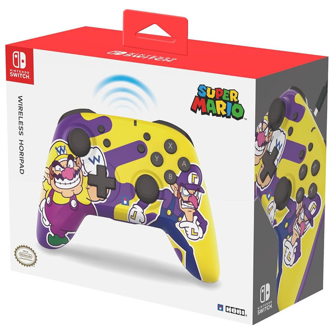 Hori NSW-528U Gamepad Wireless Horipad Wario e Waluigi Nintendo Switch Giallo Violetto