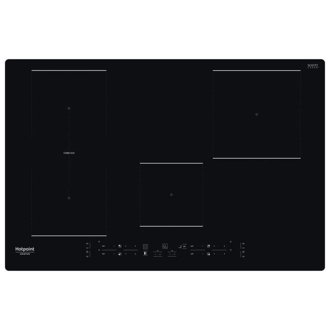 Image of Hotpoint HB 0577B NE - Piano cottura induzione, 77 cm, 4 zone, funzione Combi Duo, Active Cook, controlli touch, Nero