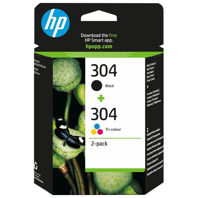 HP 3JB05AE 304 Cartuccia Inchiostro Multipack 2 Pezzi Nero Tricromia Resa Standard 120 100 pagine colore Nero Tricromia