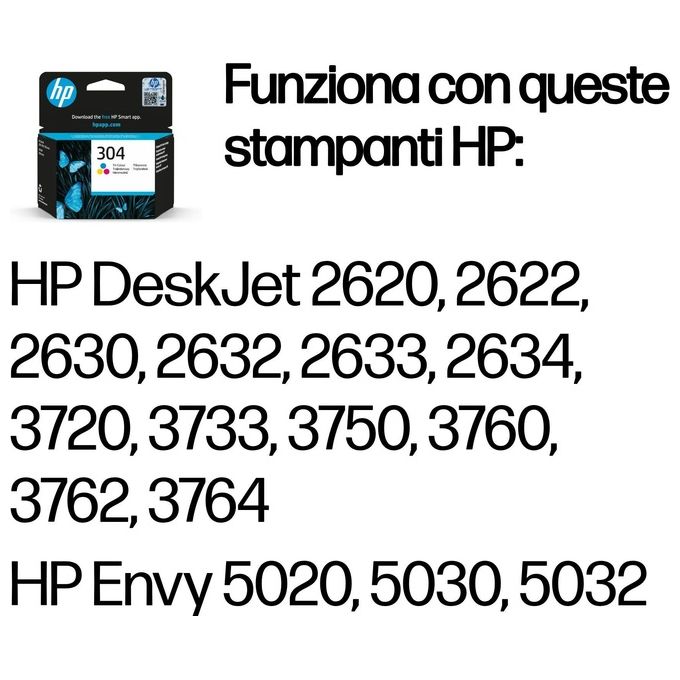 HP N9K05AE Cartuccia Inchiostro Originale Tricromia 304 2 ml 100 Pagine