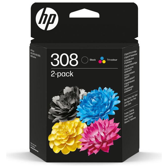 HP 308 Cartucce Inchiostro Originali Nero e Colore Confezione da 2 ...