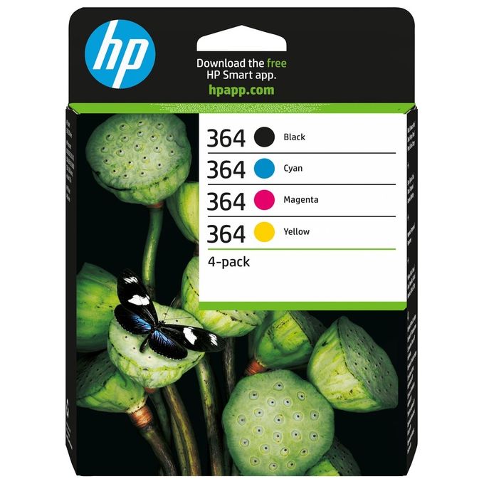 HP N9J73AE 364 Cartuccia Inkjet Multipack 4 pezzi Nero Ciano Magenta Giallo originale per DeskJet e Photosmart colore Nero Ciano Magenta Giallo