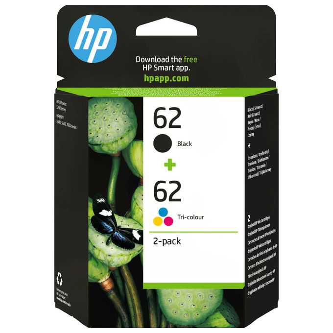 Hp 62 Combo Pack da 2 Cartucce Inchiostro Nero e Tricromia Originale