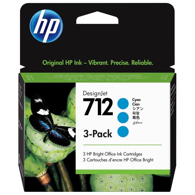 HP 712 Cartuccia Originale Ciano 3 Pezzi