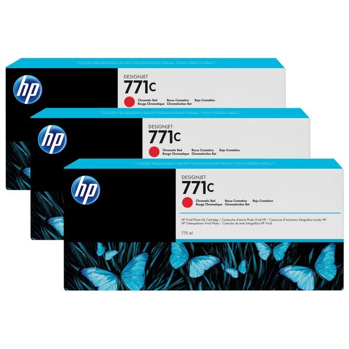 HP 771C Confezione da 3 rosso cromatico originale cartuccia d'inchiostro per DesignJet Z6200