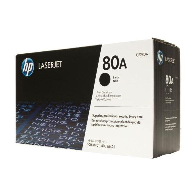 Image of HP 80A CF280A, Cartuccia Toner Originale, da 2.560 Pagine per HP LaserJet Pro 400 M401a,400 M401d,400 M401dn,400 M401dne,400 M401dw,400 M401n,MFP M425dn,MFP M425dw Nero