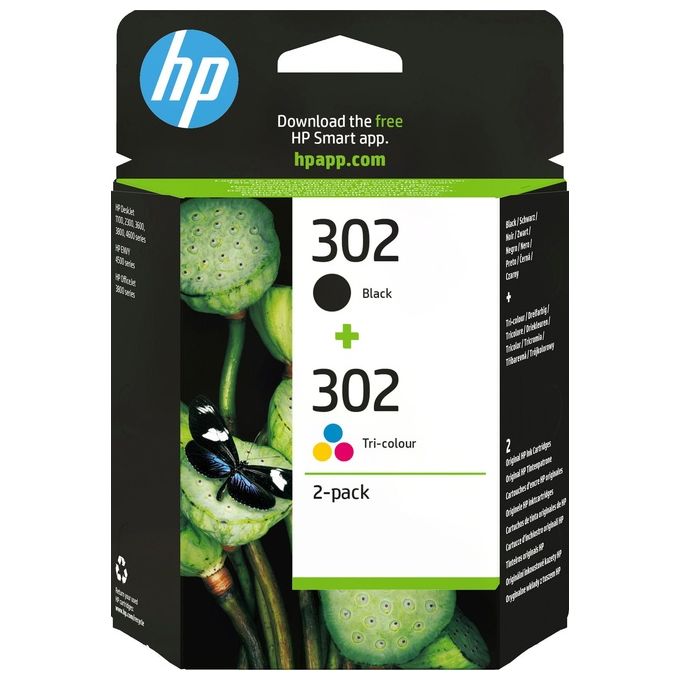 Image of HP 302 X4D37AE Confezione da 2 cartucce Inkjet Originali, Compatibili con DeskJet 1110, 2130, 3630, OfficeJet 3830 e 4650, Envy 4520, Nero e Colore