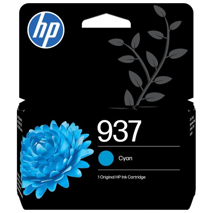 HP 4S6W2NE Cartuccia di Inchiostro 937 Originale Resa Standard 800 Pagine OfficeJet Pro 9110 9120 9130 9720 9730 colore Ciano