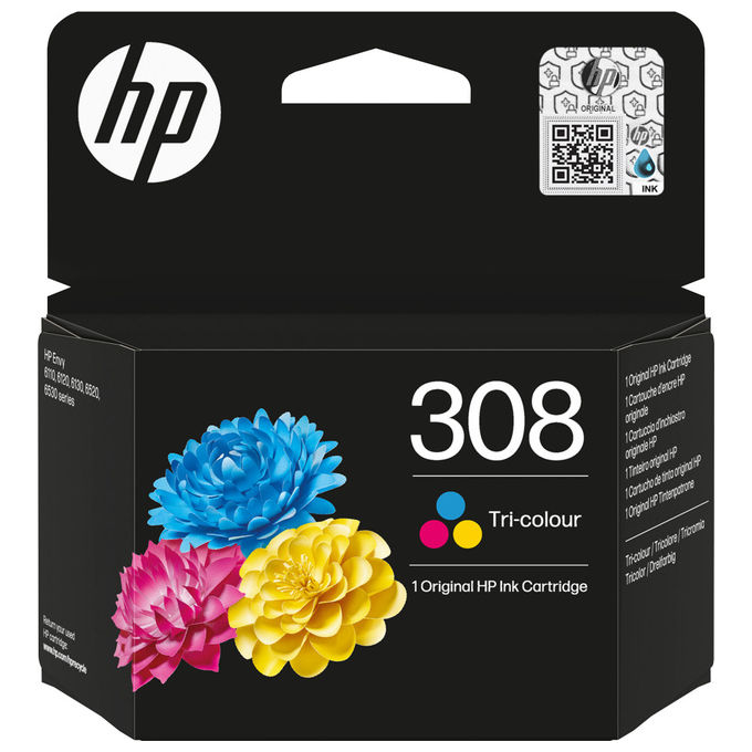 HP 7FP20UE#CE1 Cartuccia Inchiostro Tricromia Originale 308 Ciano Magenta Giallo