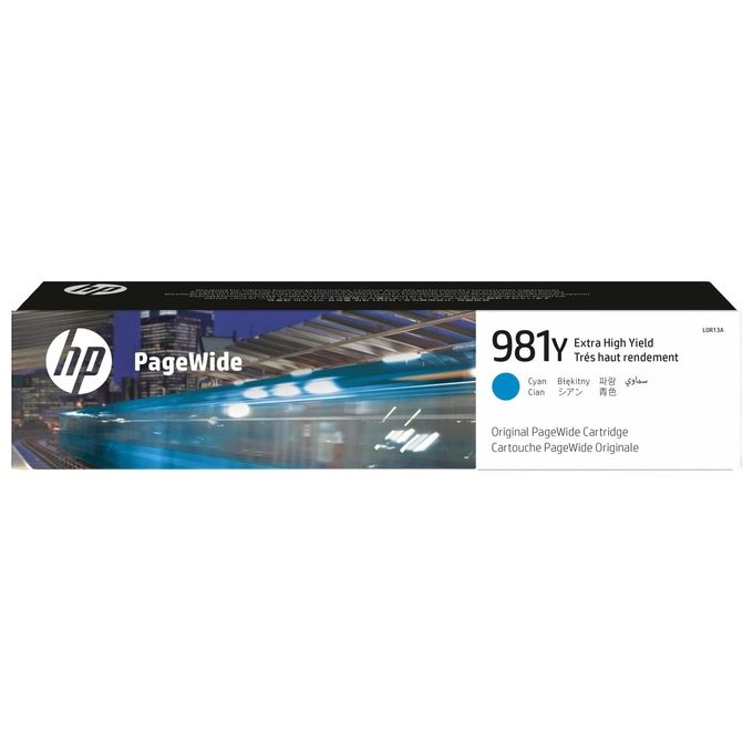 HP 981Y L0R13A Cartuccia Inchiostro Originale da 16000 Pagine, ad Elevata Capacita', Compatibile con le Stampanti HP PageWide, Serie Enterprise Color 556 e serie Enterprise Color Flow MFP 586z, Ciano