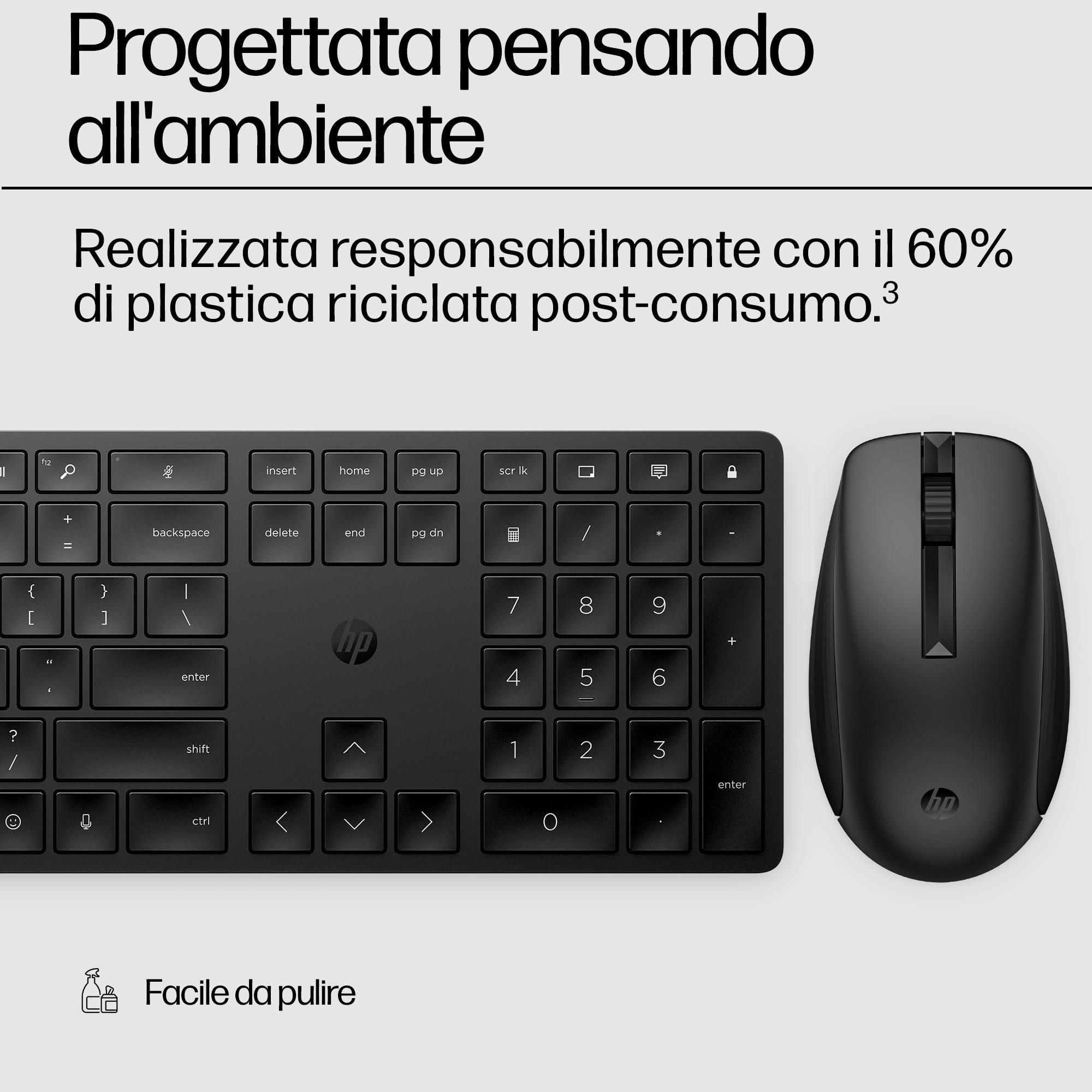 HP Set Combo Tastiera E Mouse Wireless 230, Ricevitore Nano USB A - Foto 4