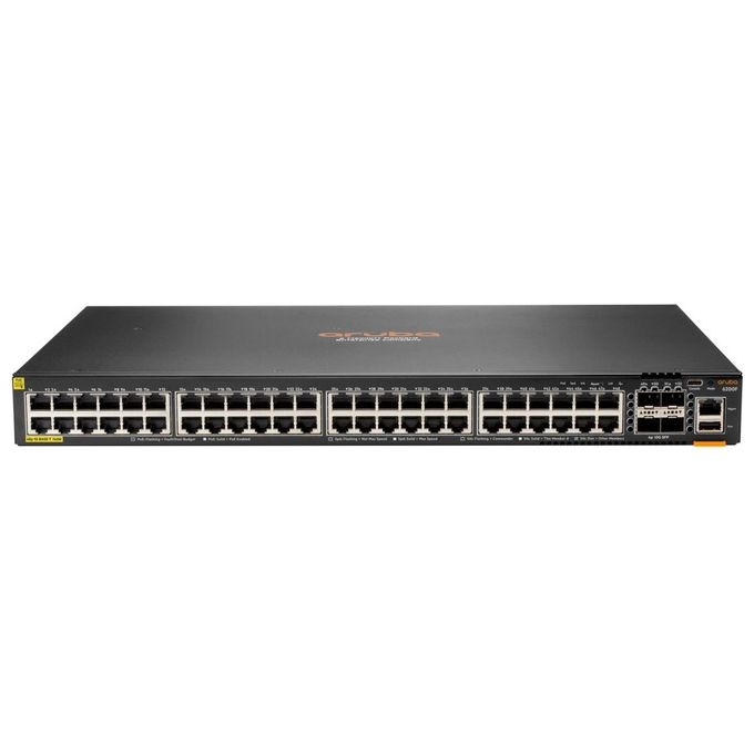 HP Enterprise Aruba 6200F 48G Class4 PoE 4SFP 740W Gestito L3 Gigabit Ethernet 10-100-1000 Supporto Power over Ethernet 1U Nero