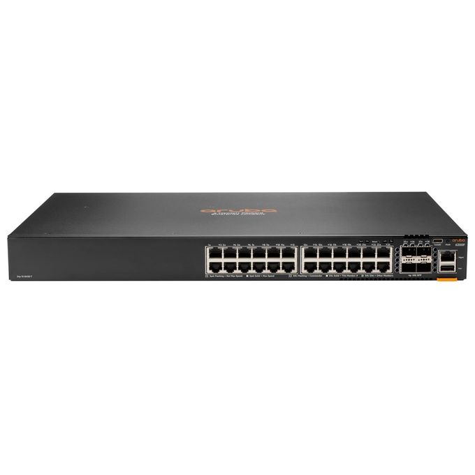 HP Enterprise Aruba 6200F 24G Class4 PoE 4SFP+ 370W Managed L3 Gigabit Ethernet 10/100/1000 Power Supply PoE 1U Black