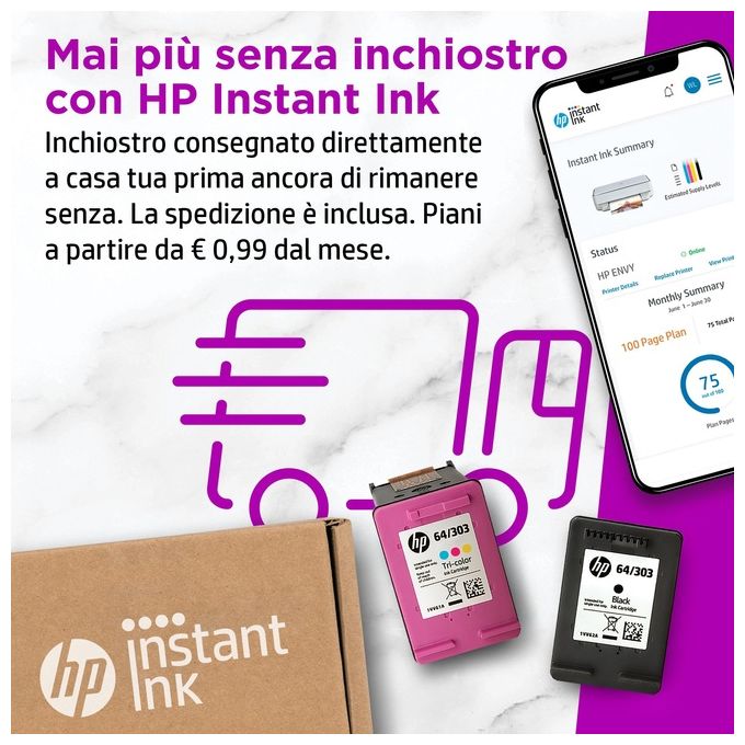 HP ENVY Stampante Multifunzione HP 6020e Colore Wireless;