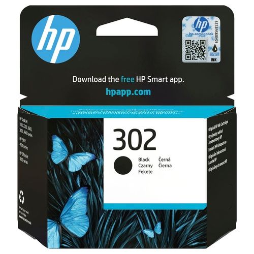 302 F6U66AE Cartuccia Originale per Stampanti a Getto di Inchiostro, Compatibile con DeskJet 1110, 2130 e 3630, OfficeJet 3830 e 4650, ENVY 4520, Nero