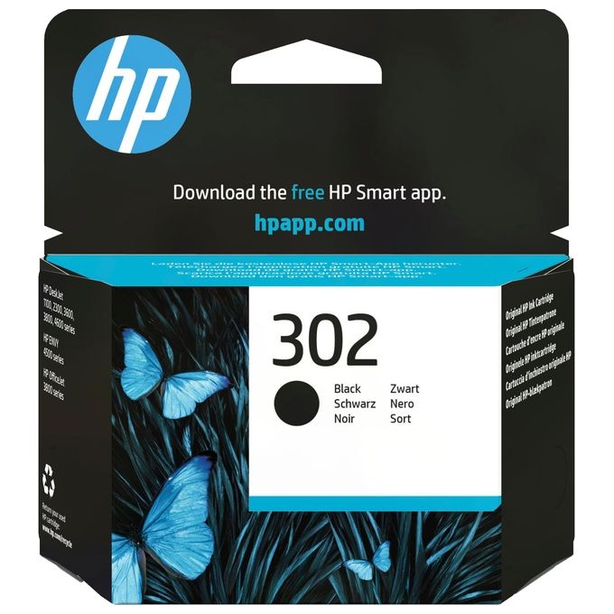 HP F6U66AE 302 Cartuccia Originale Inchiostro per Stampanti DeskJet OfficeJet ENVY 170 pagine colore Nero