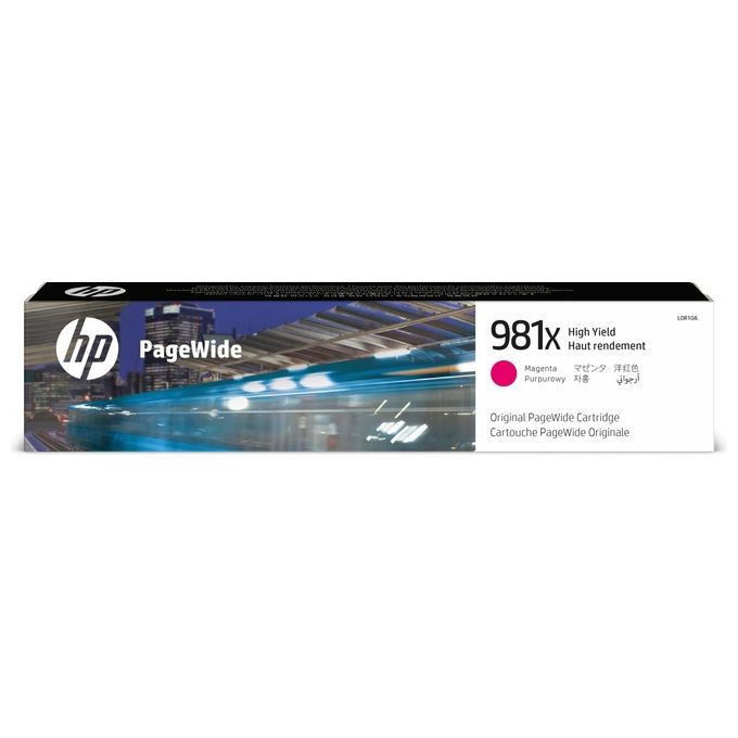 HP 981X L0R10A Cartuccia Inchiostro Originale, da 10000 Pagine, ad Alta Capacita', Compatibile con le Stampanti HP PageWide serie Enterprise Color 556 e Color Flow MFP 586z, Magenta