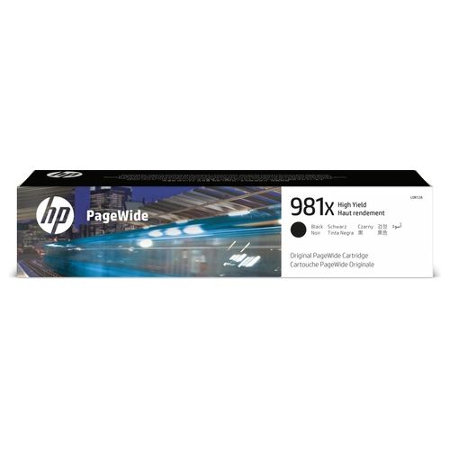 HP 981X L0R12A, Cartuccia Inchiostro Originale, da 11000 Pagine, ad Alta Capacità, Compatibile con le Stampanti HP PageWide Serie Enterprise Color 556 e Serie Enterprise Color Flow MFP 586z, Nero