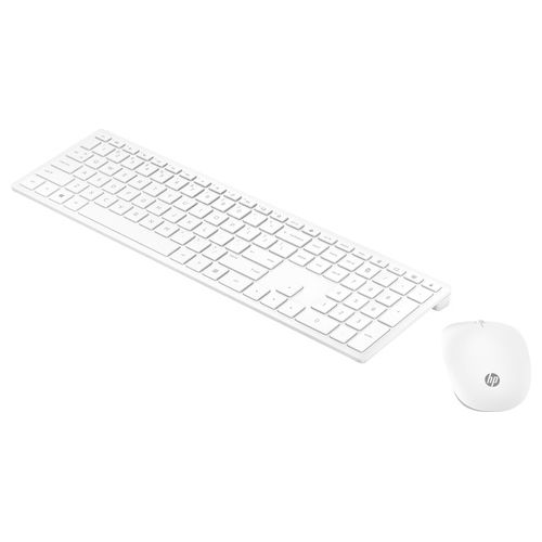 HP Pavilion 800 Tastiera e Mouse Wireless Sottile e Leggera Tre Zone con Tasti Freccia Bianco