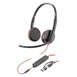 POLY Cuffie Blackwire 3225 Stereo Usb-C  Spinotto da 3.5mm  Adattatore Usb-c/a