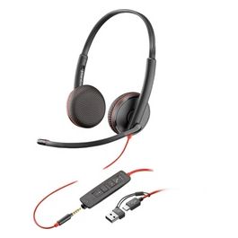 POLY Cuffie Blackwire 3225 Stereo Usb-C  Spinotto da 3.5mm  Adattatore Usb-c/a