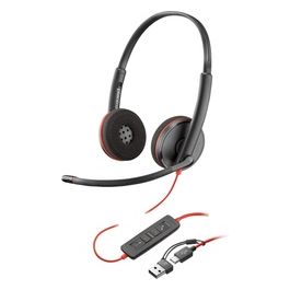 POLY Cuffie Blackwire 3220 Stereo USB-C Nere e Adattatore USB-C/A