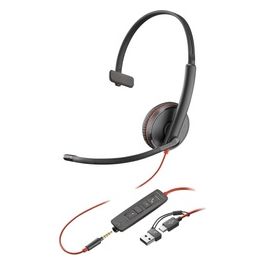 POLY Cuffie Blackwire 3215 Monoaurali USB-C con Spinotto da 3.5mm e Adattatore USB-C/A