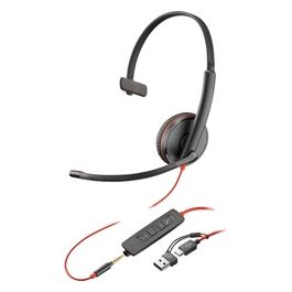 POLY Cuffie Monoaurali Blackwire 3215 Con Connettore Usb-c  Spina da 3.5mm  Adattatore Usb-c/a