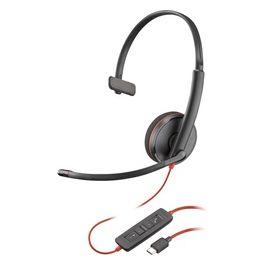 POLY Cuffie Monoaurali Blackwire 3210 con Connettore USB-C  Adattatore USB-C/A