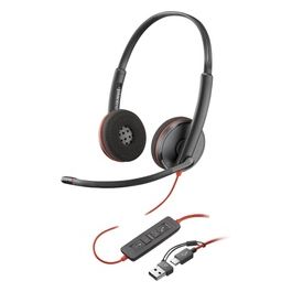 HP POLY Cuffie Stereo Blackwire 3220 con Connettore USB-C  Adattatore USB-C/A