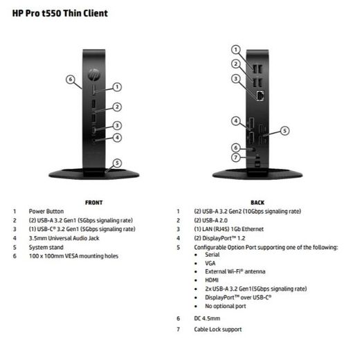 HP Pro t550 2 GHz Windows 10 IoT Enterprise 1.3 kg Nero J6412