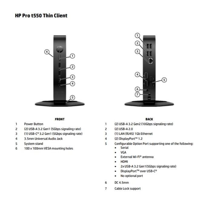 HP Pro t550 2 GHz Windows 10 IoT Enterprise 1.3 kg Nero J6412