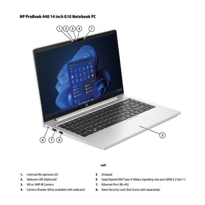 HP ProBook 440 G10 i7-1355u 8Gb Hd 512Gb Ssd 14" Windows 11 Pro