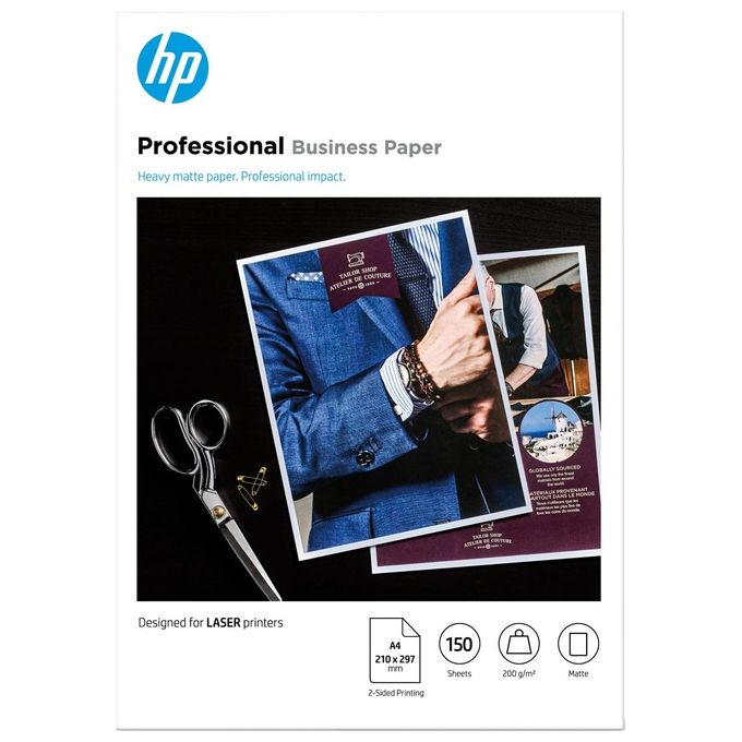 HP Professional Business Paper 7MV80A Carta Professionale Opaca per Stampanti HP LaserJet 200g-m2 da 150 Fogli nel Formato A4 Certificata FSC Bianca
