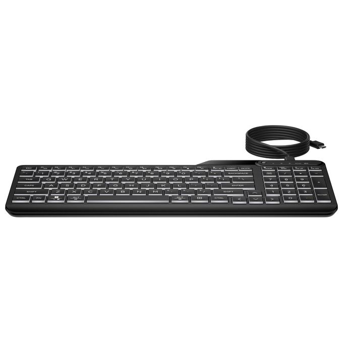 HP 7N7C0AA Tastiera cablata 400 Retroilluminata LED Full-size USB Tasti silenziosi 12 tasti programmabili colore Nero