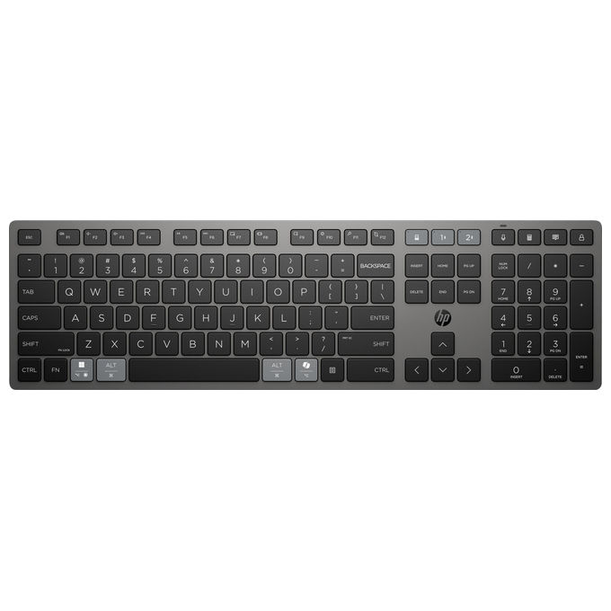 Hp Tastiera Wireless Ricaricabile Multidispositivo 725 Full-Size Grigia Layout Italiano