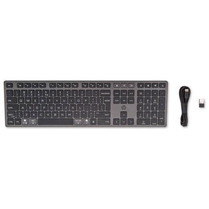 HP 9T5B1AA#ABB 720 Tastiera Wireless Ricaricabile Multidispositivo QWERTY Full-size USB Bluetooth Tasti Silenziosi colore Nero