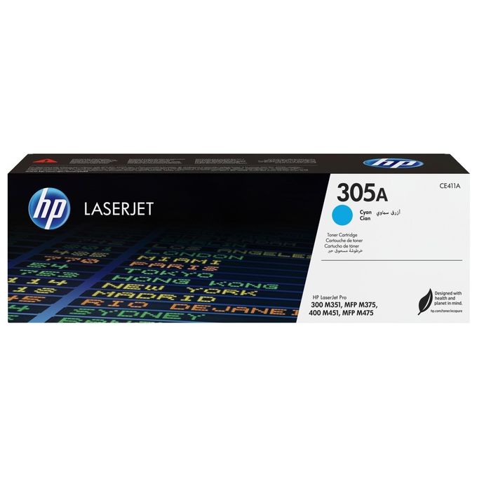 HP CE411A Toner Originale Laser Ciano 2600 pagine compatibile con HP LaserJet Pro 300 400 colore Ciano